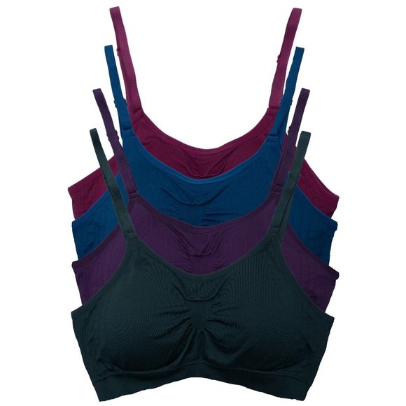 4-Pack Nylon-Spandex Comfort Cami Bra Pullover Design K0100 D. Vintage New NWT